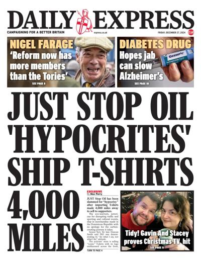 Daily Express Newspaper Front Page (UK) for 27 December 2024