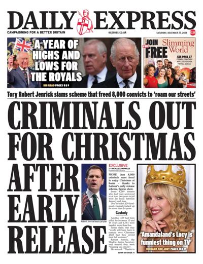 Daily Express Newspaper Front Page (UK) for 27 December 2025