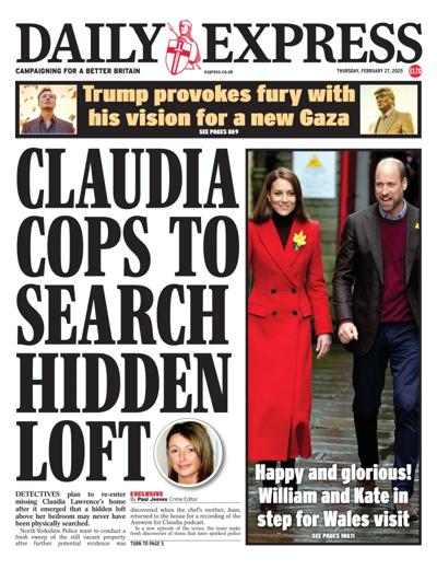 Daily Express Newspaper Front Page (UK) for 27 February 2025