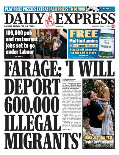 Daily Express Newspaper Front Page (UK) for 27 August 2025