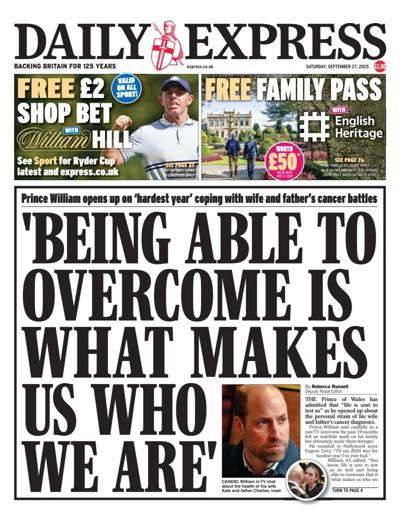 Daily Express Newspaper Front Page (UK) for 27 September 2025