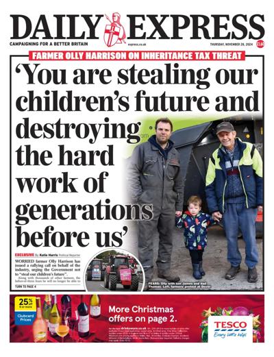 Daily Express Newspaper Front Page (UK) for 28 November 2024