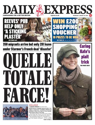 Daily Express Newspaper Front Page (UK) for 28 January 2026
