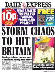 Daily Express (UK) Newspaper Front Page for 28 March 2016