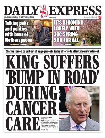 Daily Express Newspaper Front Page (UK) for 28 March 2025