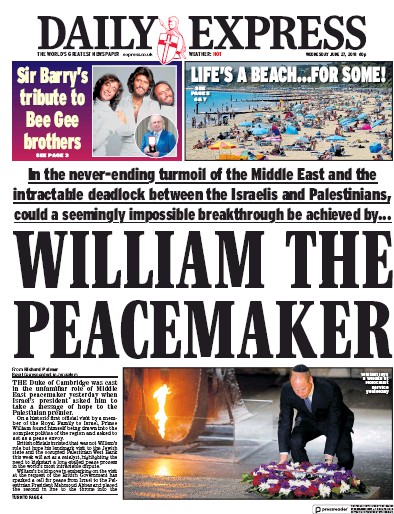 Daily Express Newspaper Front Page (UK) for 28 June 2018