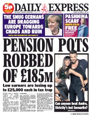 Daily Express (UK) Newspaper Front Page for 28 September 2015