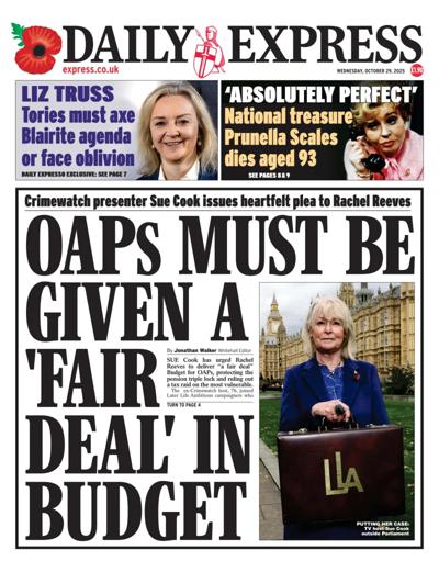 Daily Express Newspaper Front Page (UK) for 29 October 2025