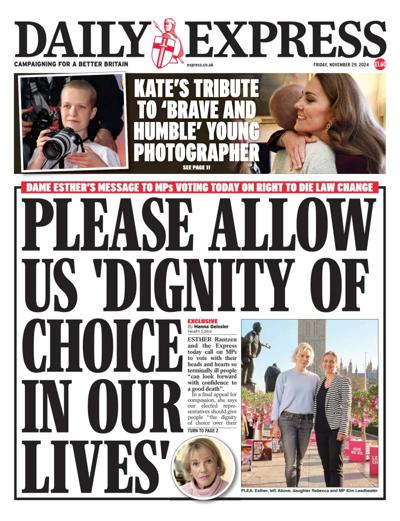 Daily Express Newspaper Front Page (UK) for 29 November 2024