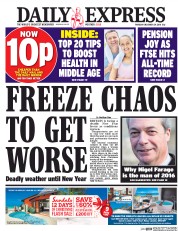 Daily Express (UK) Newspaper Front Page for 29 December 2016