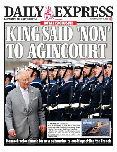 Daily Express Newspaper Front Page (UK) for 29 January 2025