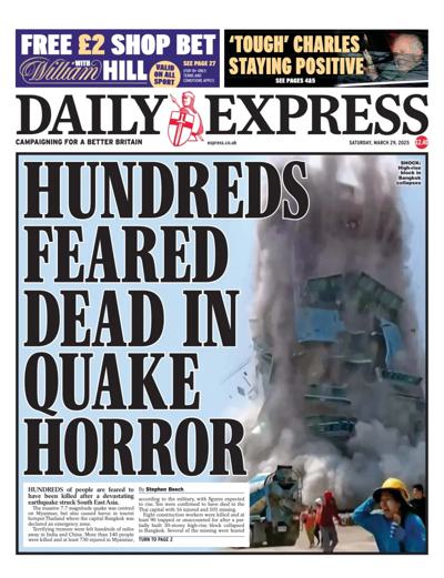 Daily Express Newspaper Front Page (UK) for 29 March 2025