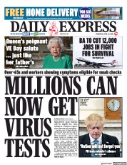 Daily Express (UK) Newspaper Front Page for 29 April 2020