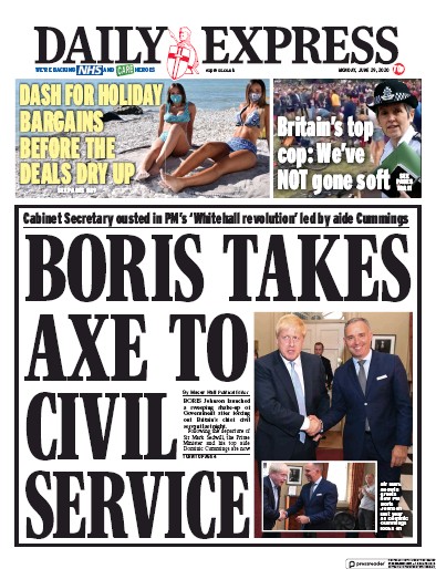 Daily Express Newspaper Front Page (UK) for 29 June 2020