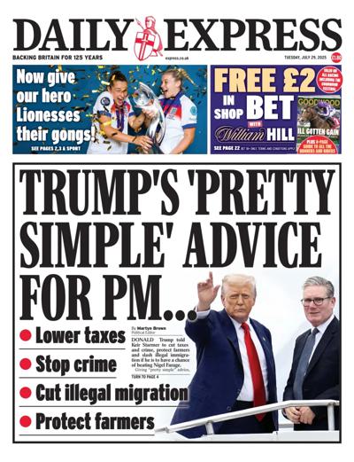 Daily Express Newspaper Front Page (UK) for 29 July 2025