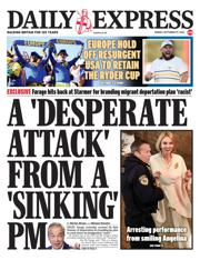 Daily Express front page for 29 September 2025