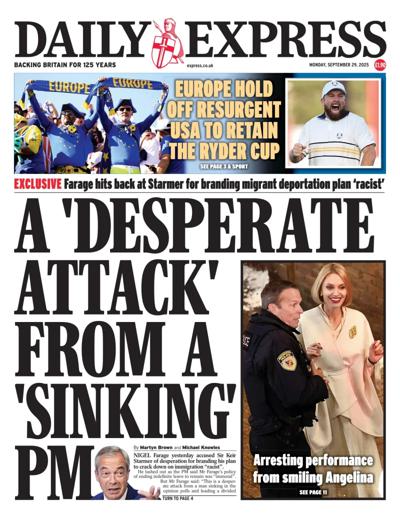 Daily Express Newspaper Front Page (UK) for 29 September 2025