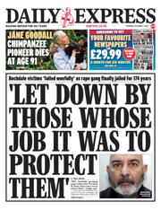 Daily Express front page for 2 October 2025
