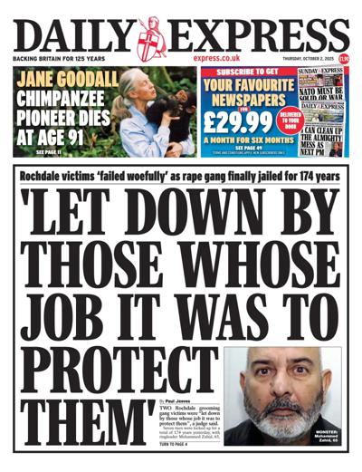 Daily Express Newspaper Front Page (UK) for 2 October 2025