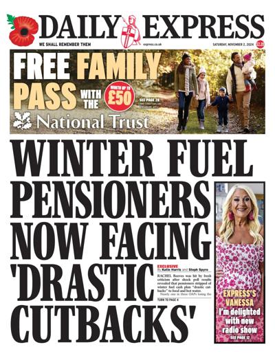 Daily Express Newspaper Front Page (UK) for 2 November 2024