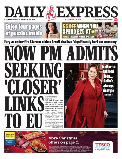 Daily Express Newspaper Front Page (UK) for 2 December 2025
