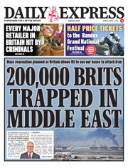 Daily Express front page for 2 March 2026