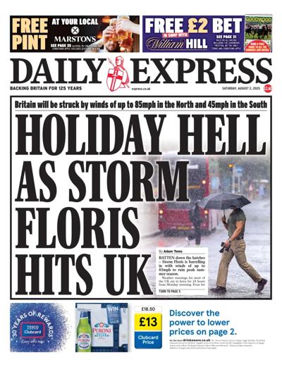 Daily Express Newspaper Front Page (UK) for 2 August 2025