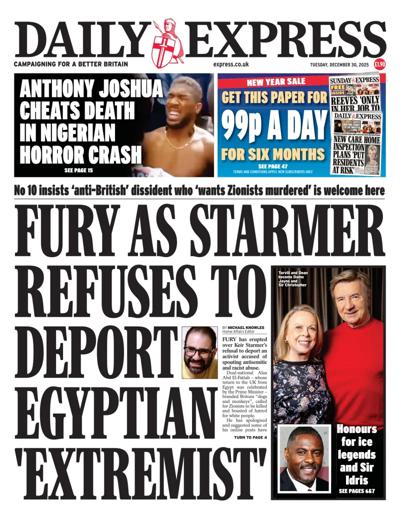 Daily Express Newspaper Front Page (UK) for 30 December 2025