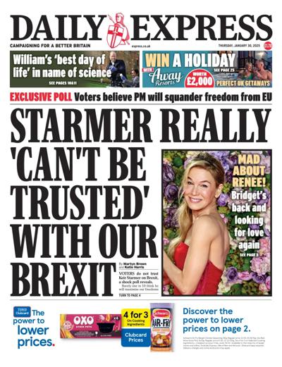 Daily Express Newspaper Front Page (UK) for 30 January 2025