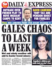 Daily Express (UK) Newspaper Front Page for 30 March 2015