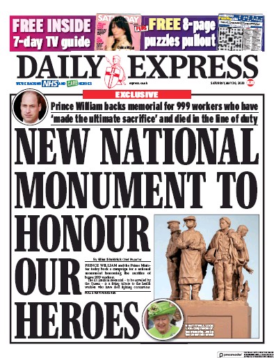 Daily Express Newspaper Front Page (UK) for 30 May 2020