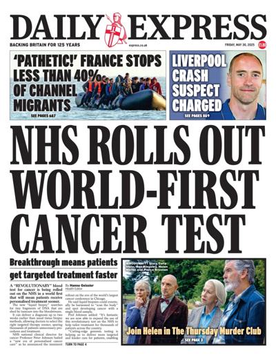 Daily Express Newspaper Front Page (UK) for 30 May 2025