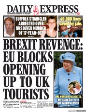 Daily Express (UK) Newspaper Front Page for 30 July 2021