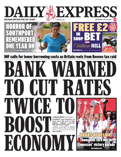 Daily Express Newspaper Front Page (UK) for 30 July 2025