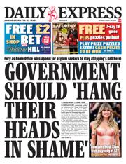 Daily Express front page for 30 August 2025
