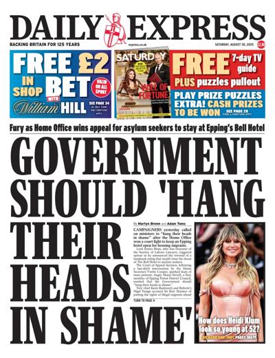 Daily Express Newspaper Front Page (UK) for 30 August 2025