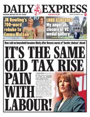 Daily Express front page for 30 September 2025