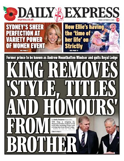 Daily Express Newspaper Front Page (UK) for 31 October 2025
