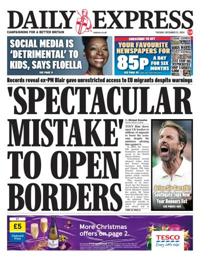 Daily Express Newspaper Front Page (UK) for 31 December 2024