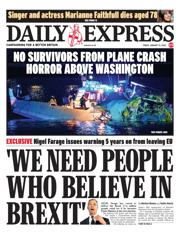 Daily Express front page for 31 January 2025