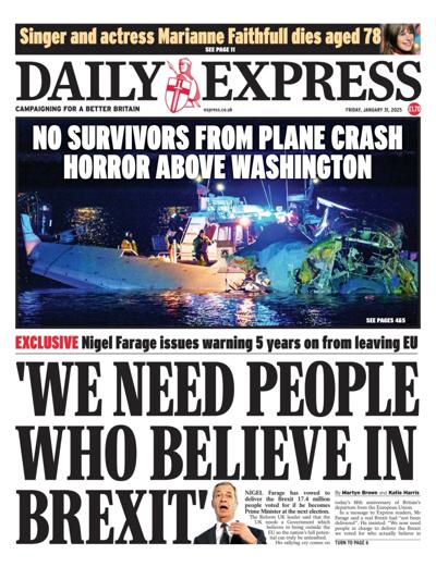 Daily Express Newspaper Front Page (UK) for 31 January 2025