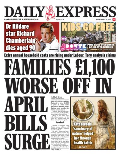 Daily Express Newspaper Front Page (UK) for 31 March 2025