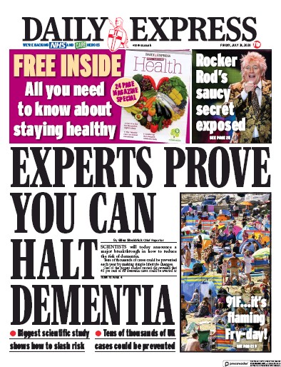 Daily Express Newspaper Front Page (UK) for 31 July 2020