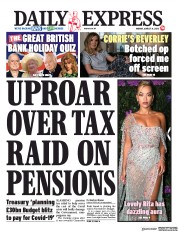 Daily Express (UK) Newspaper Front Page for 31 August 2020