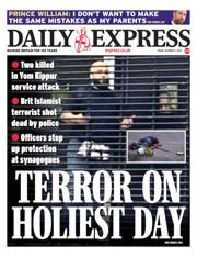 Daily Express front page for 3 October 2025