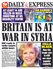 Daily Express (UK) Newspaper Front Page for 3 December 2015