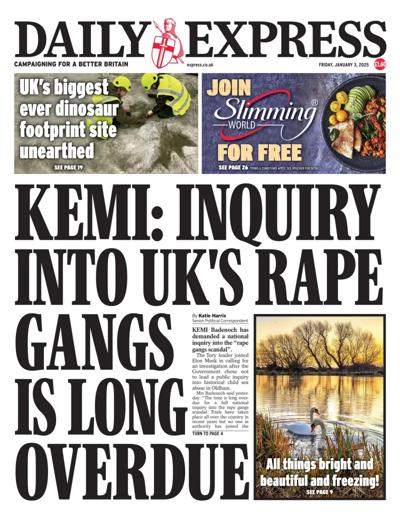 Daily Express Newspaper Front Page (UK) for 3 January 2025