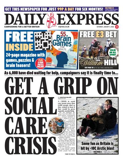 Daily Express Newspaper Front Page (UK) for 3 January 2026