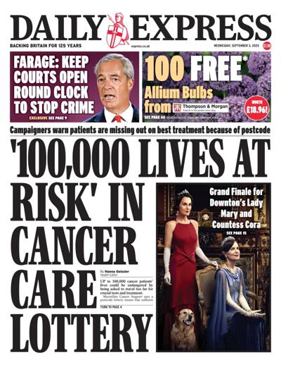Daily Express Newspaper Front Page (UK) for 3 September 2025