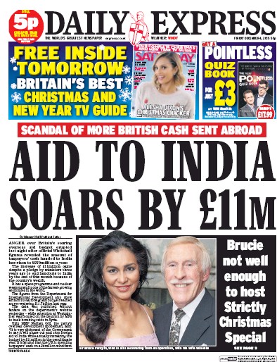 Daily Express Newspaper Front Page (UK) for 4 December 2015